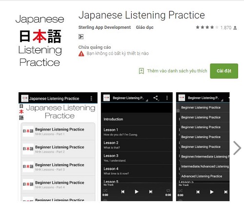 Ứng dụng Japanese Listening Practice